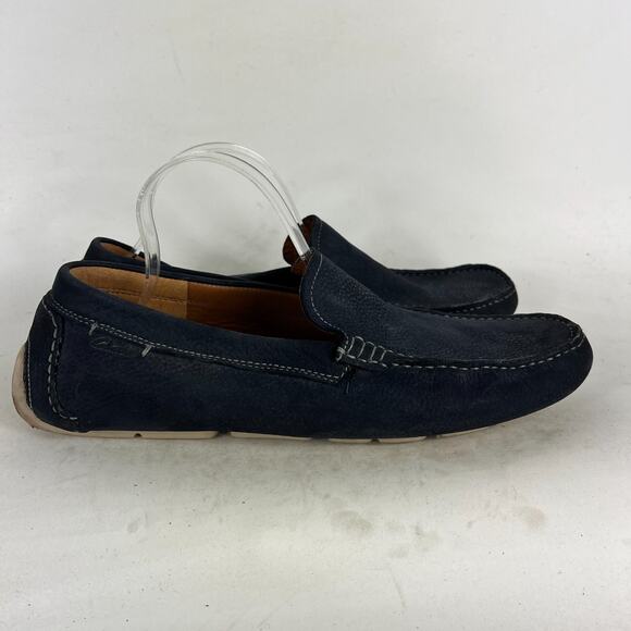 Clarks Davont Drive Loafers Mens 12 Blue Leather Slip-On Square Toe Casual Shoes - Picture 2 of 10